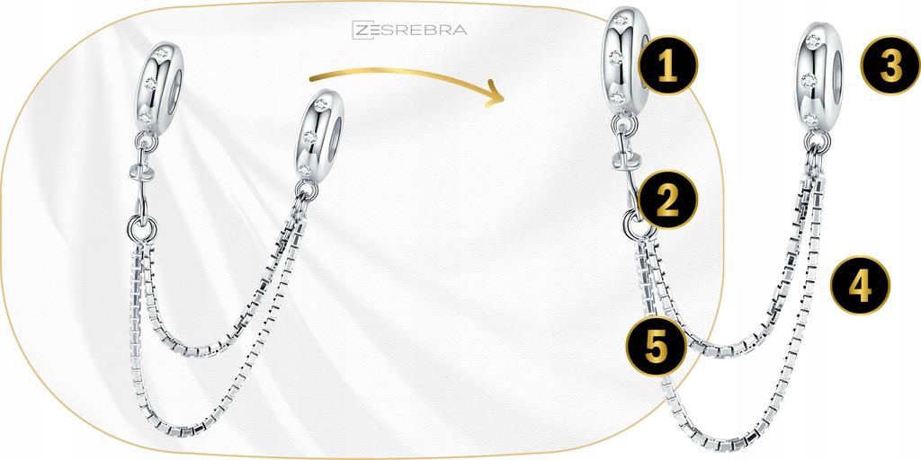Charms Chain 925 Security Double Cubic Zirconia Beads Crystal