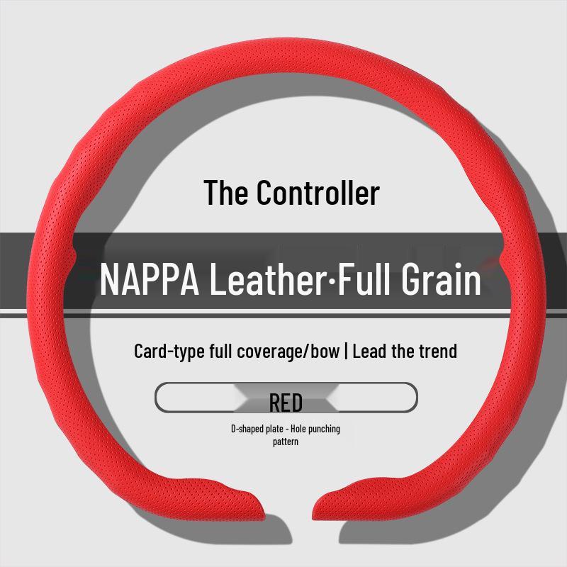 Premium Nappa Leather Steering Wheel Cover - Anti-Slip, Breathable, Ultra-Thin, All-Season