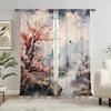 2pcs Landscape Painting Printed Curtain for Home Decor - Rod Pocket Window Treatment for Bedroom, Office, Kitchen, Living Room