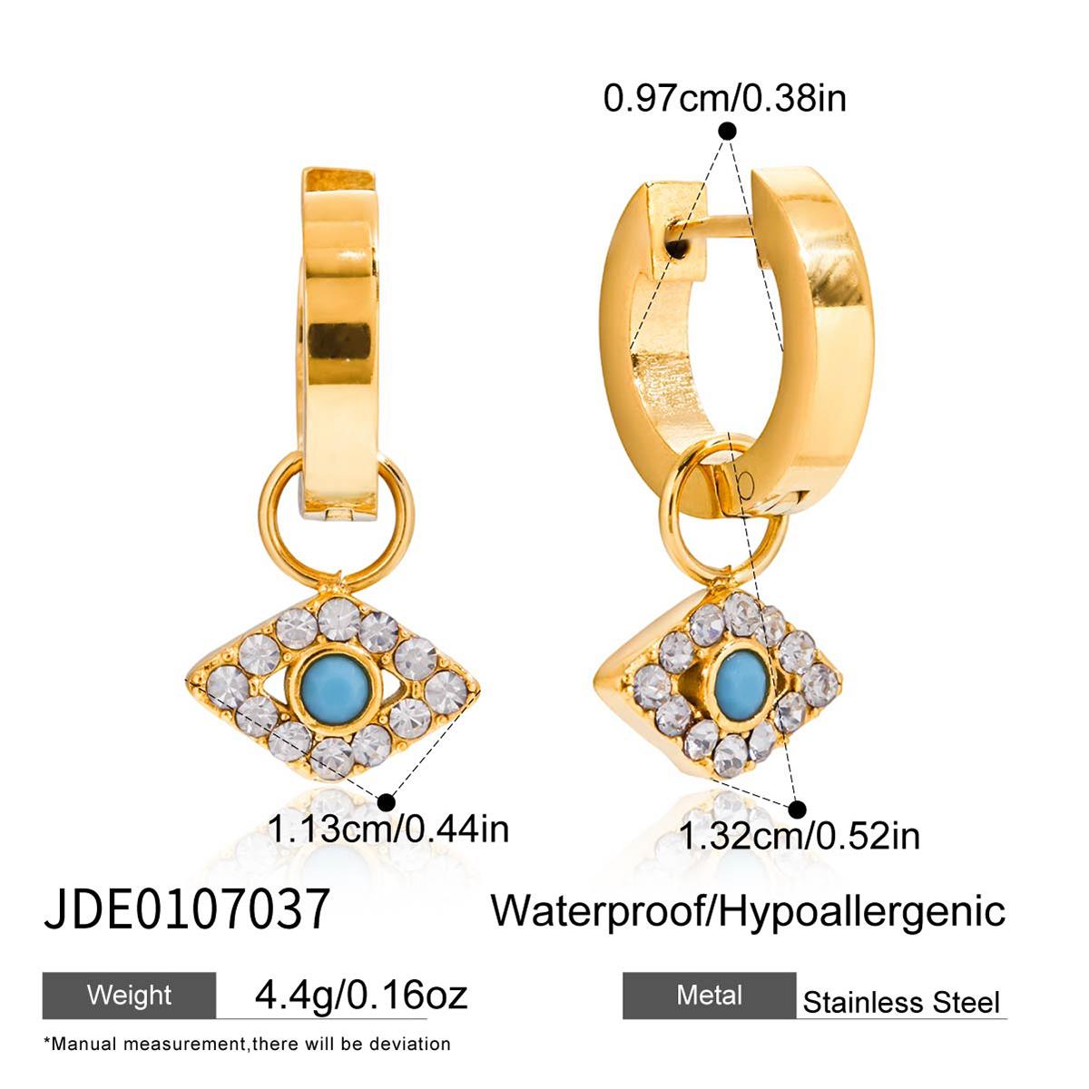

Youthway Lucky Zircon Blue Turquoise Evil Eye Drop Earrings For Women Gold Plated Stainless Steel Earrings Fashion Jewelry