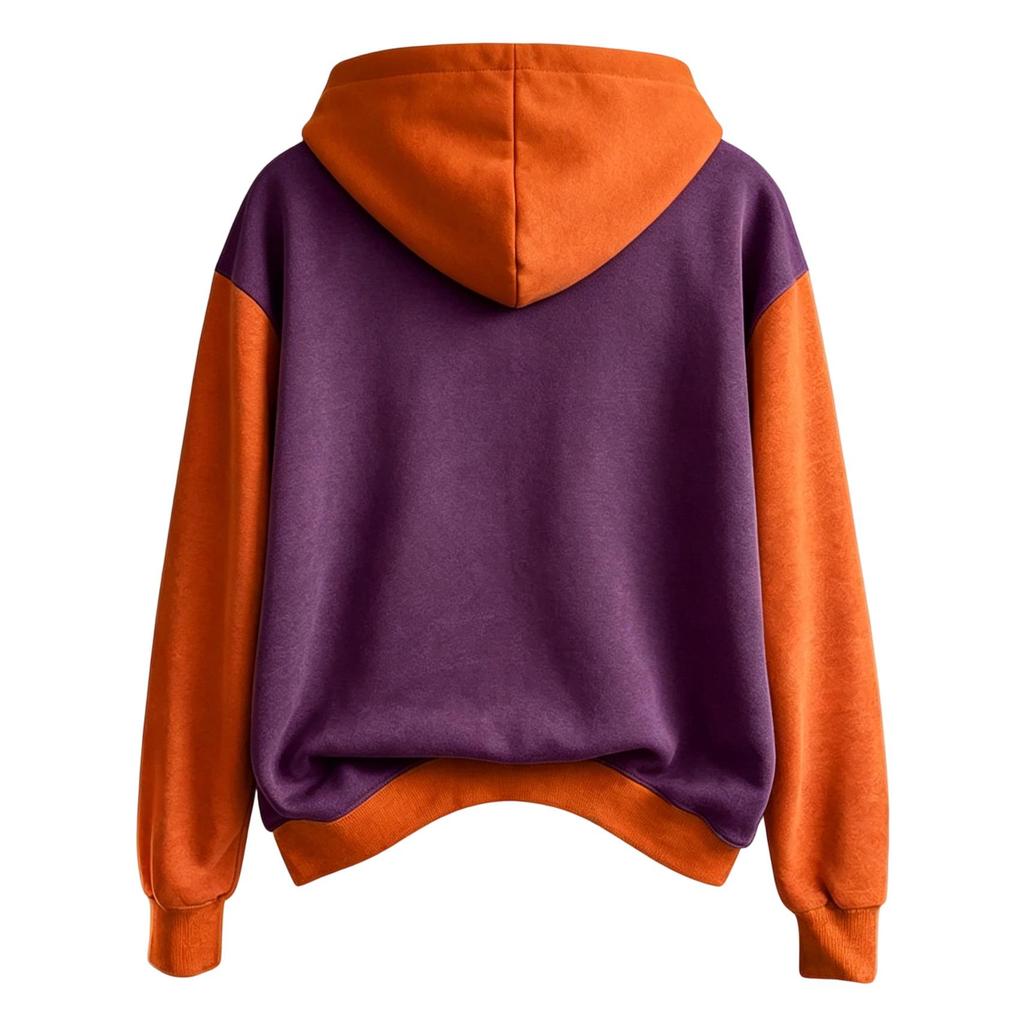 Women's Long Sleeve Pullover Hoodie Sweatshirt with Halloween Print and Drawstring