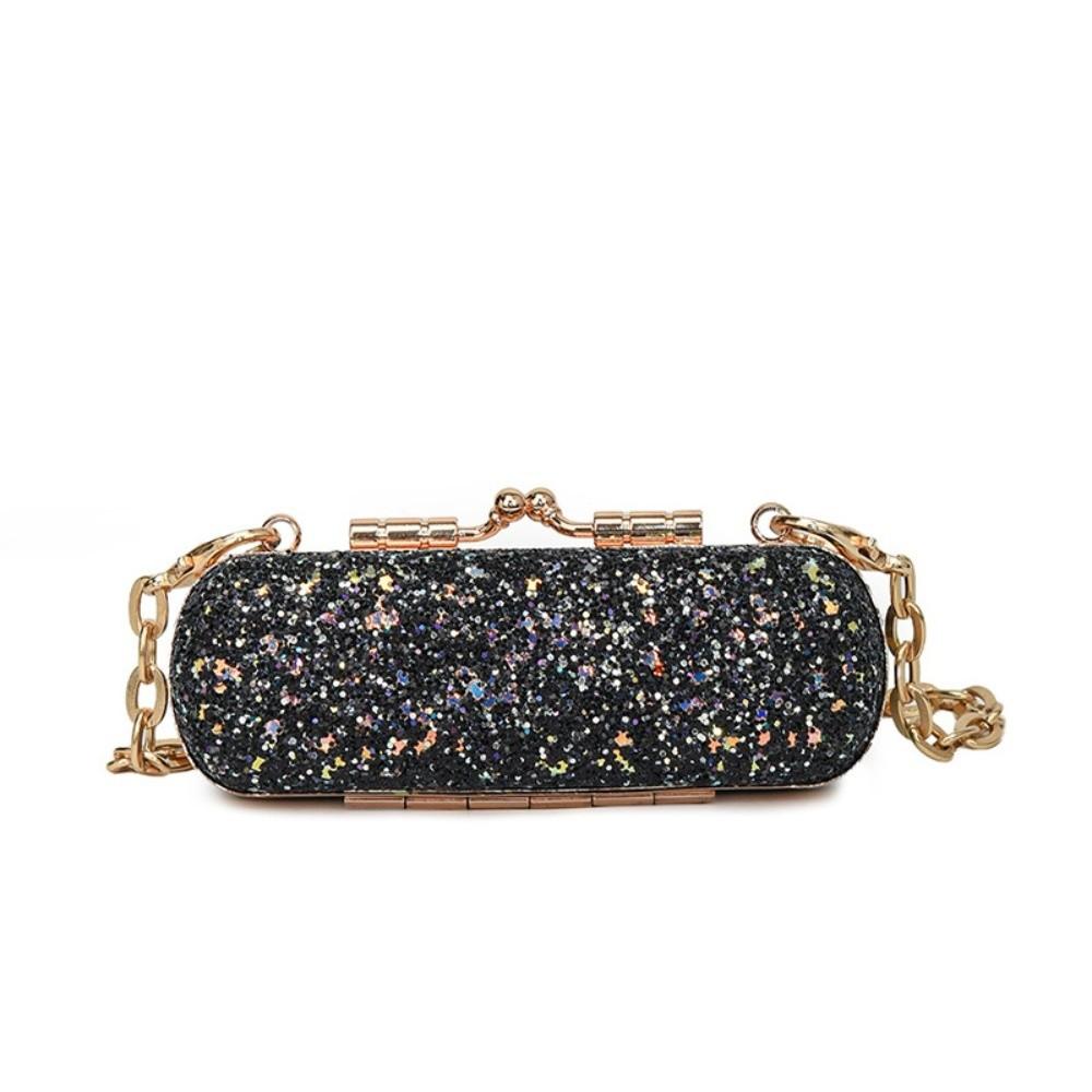 

Sequin Crossbody Box Handbag Mini Lipstick Storage Bag French Evening Banquet Bag Women чорний