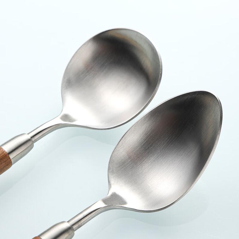 Abay Japanese Style Walnut Wood Handle Dinner Spoons