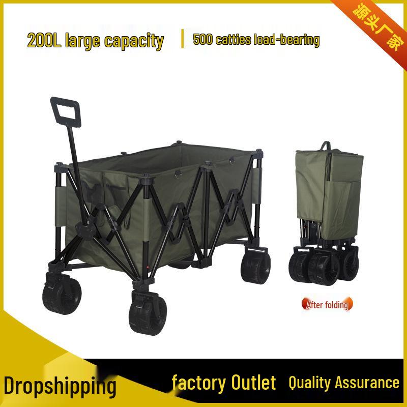 Foldable Aluminum Camping Cart: Large Capacity Outdoor Trailer for Street Vendors and Home Use