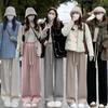 Fashion Thick Solid Casual Loose Wide Leg Pants Women Autumn and Winter High Waist Elegant Office Ladies Trousers Vintage Simple Straight Pants 25680
