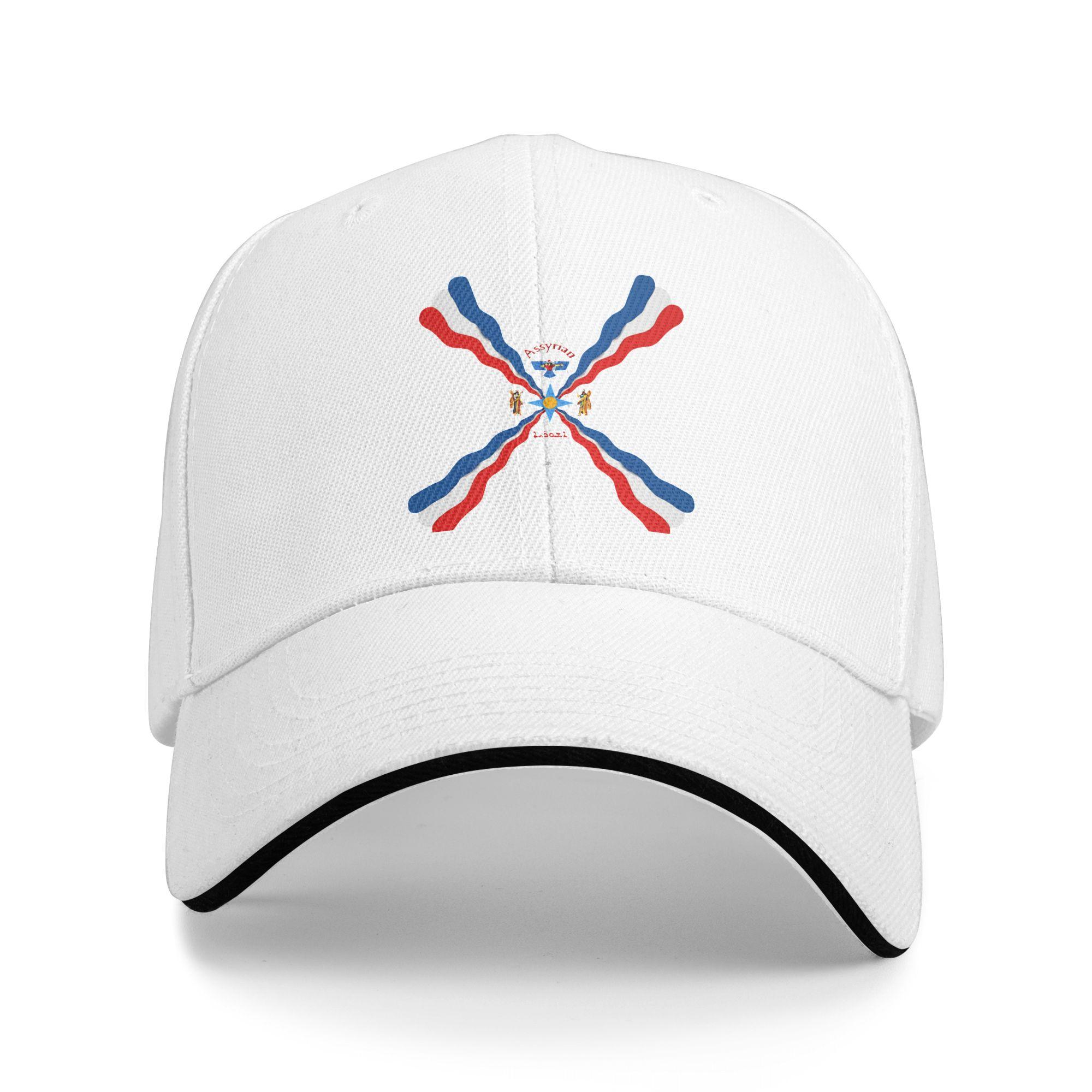 Assyrisches Symbol Sandwich Hut für Erwachsene, Outdoor Assyrische Flagge Assyrien Kappe Dad Hat Verstellbare Snapback Kappen Baseballkappe Sommer One Size white
