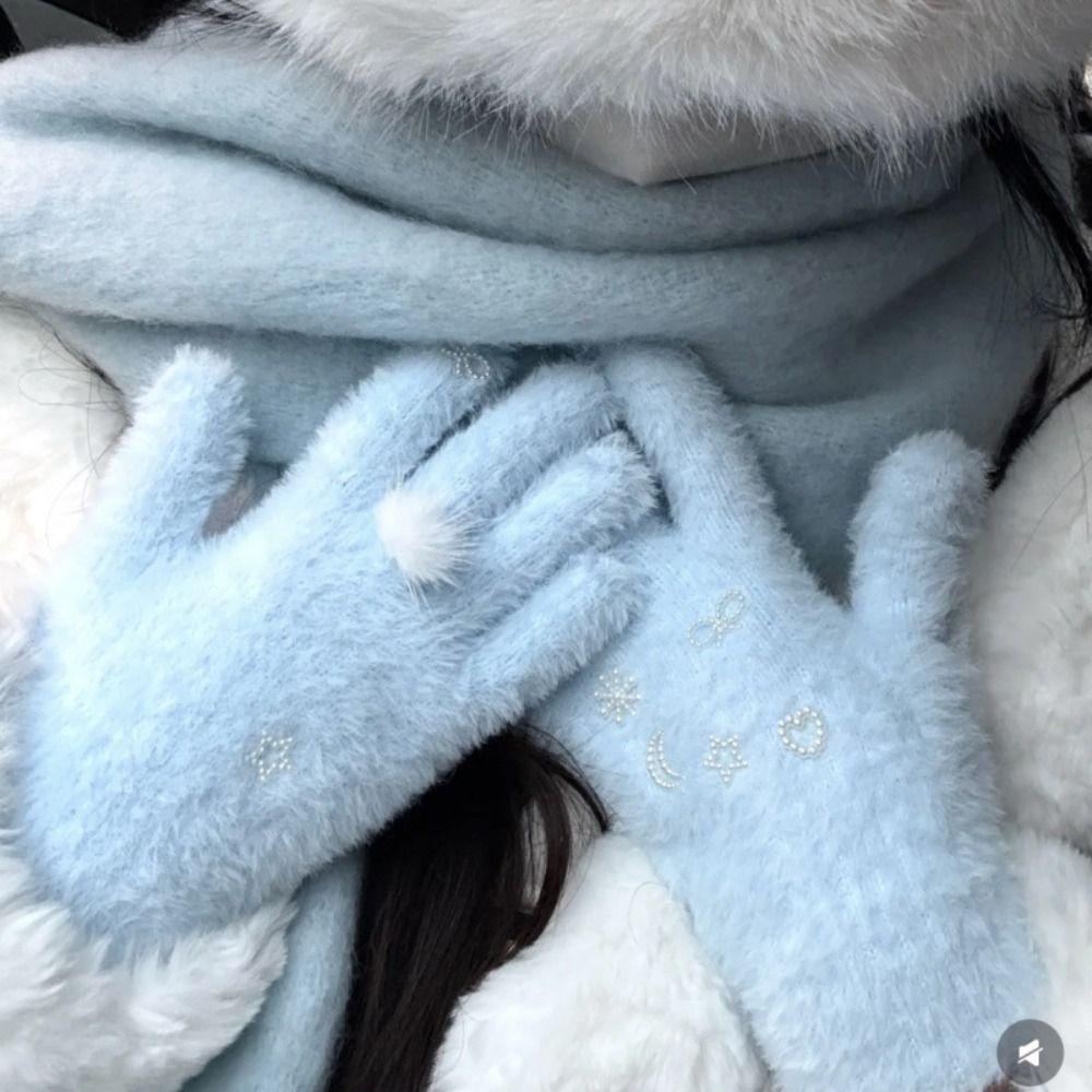 New Snow Ball Warm Gloves Thicken Stretch Mittens Korean Style Cartoon Skiing Gloves Winter