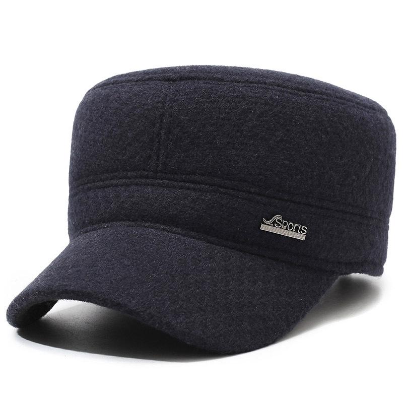 Middle-aged and Elderly Hats Men's Dad Hat Warm Ear Protection Old Man Duck Tongue Hat Autumn and Winter Elderly Grandfather Flat Hat