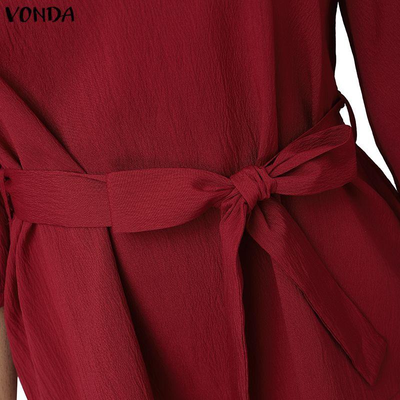 VONDA 2PCS Women Batwing Sleeve Belt Blouse and Pants Casual Oversized Two Picecs Sets Outfits
