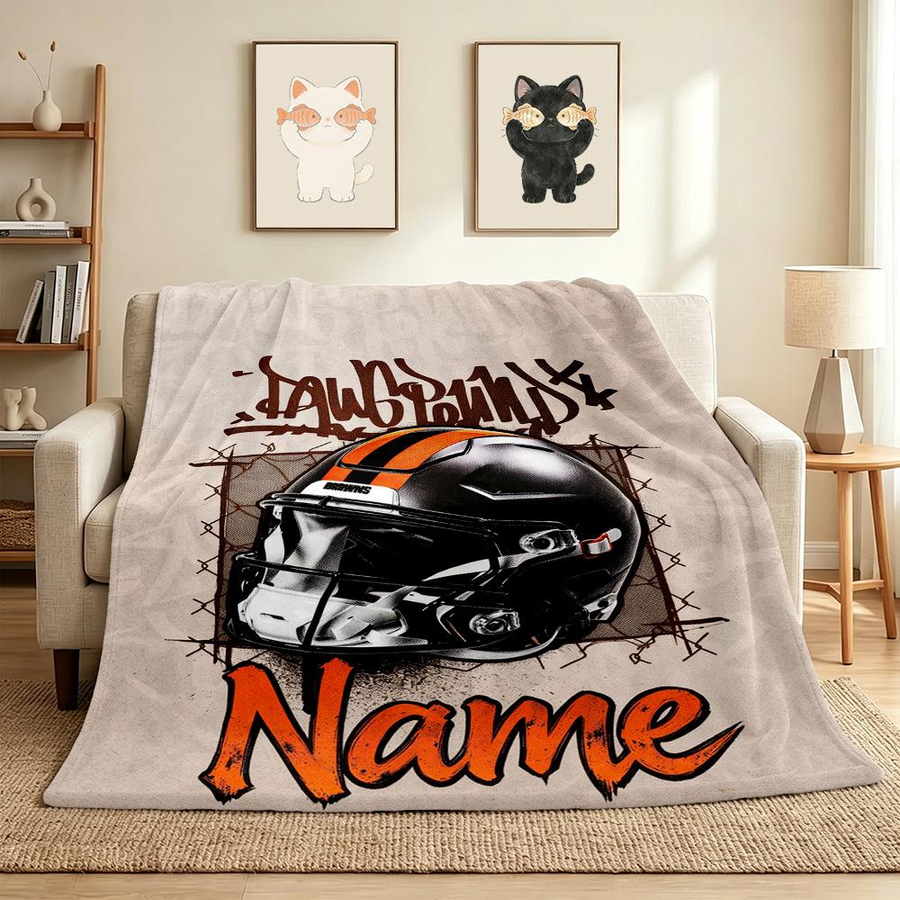 Custom Football Helmet Soft Throw Blanket Flannel Blanket Warm Sofa Bed Camping home Decor Unique Christmas Gift C10357