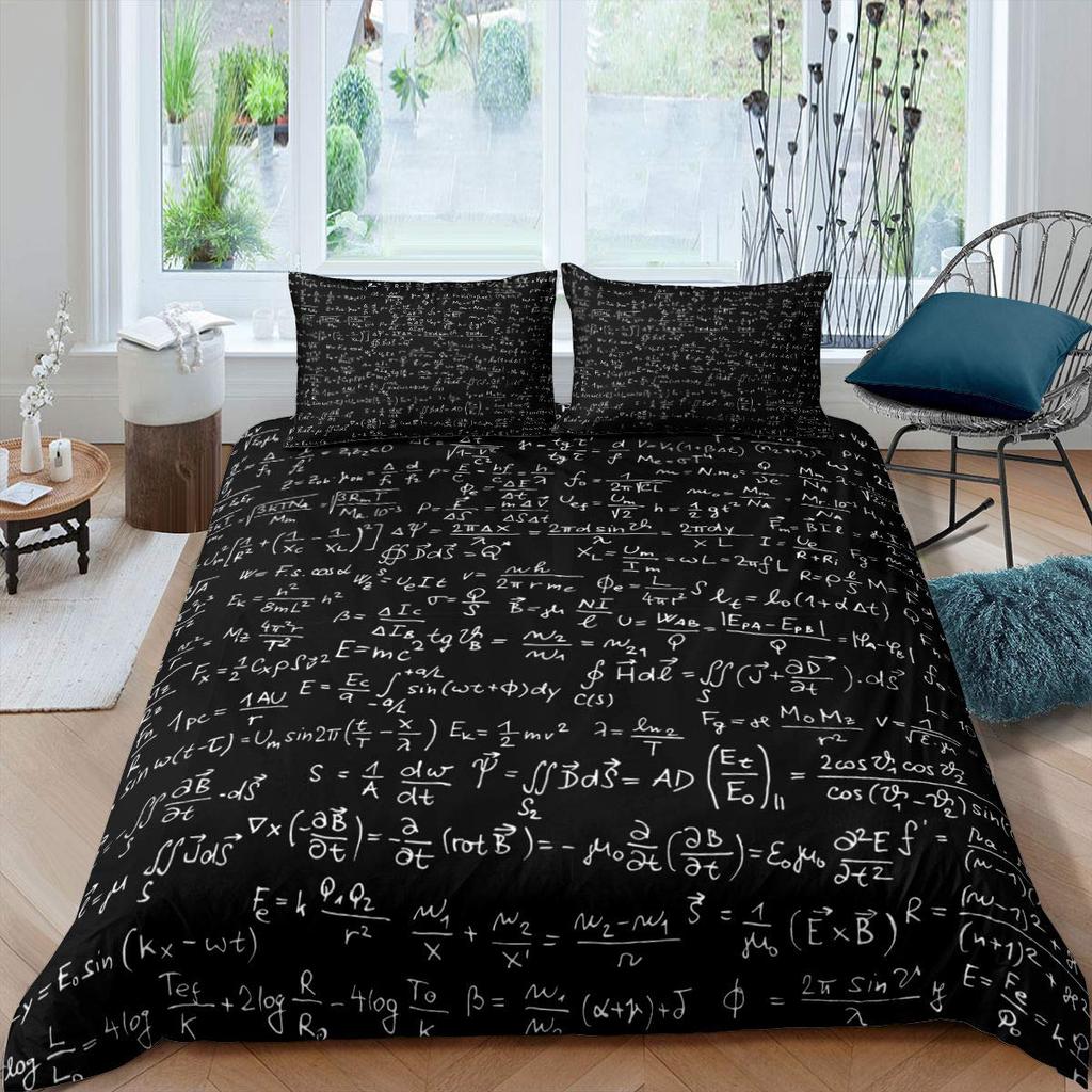 Set Copripiumino Equazioni Matematiche Clessidra Galassia Viola Coperta Copripiumino Formula Fisica Set Biancheria da Letto per Dormitorio Asse Geometrico Scientifico