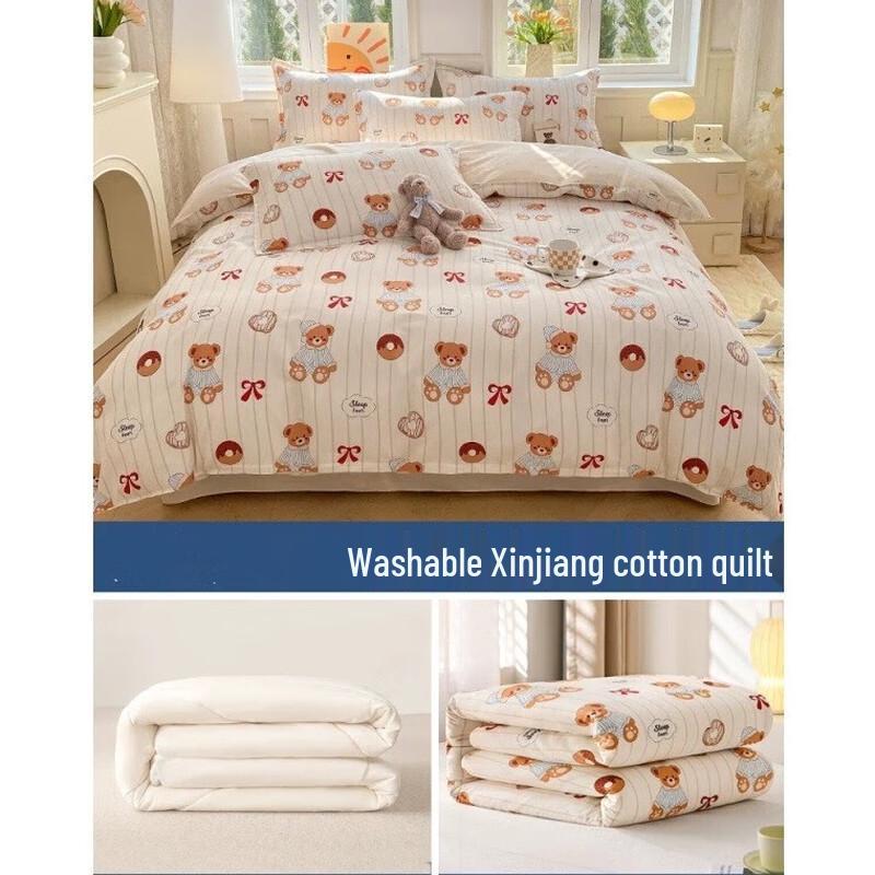 

Mling Sweet Bear Summer Cotton Quilt with Cover