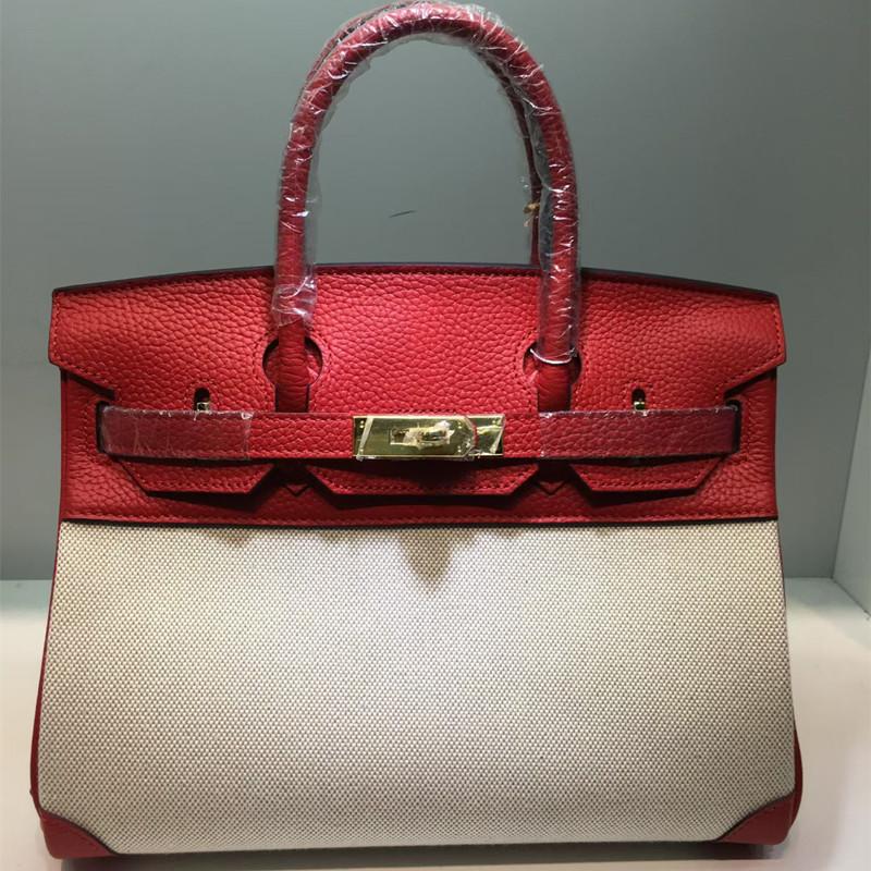 Cowhide with Canvas Platinum Bag New Trend Handbag Fashion Women's Bag Women's Bag