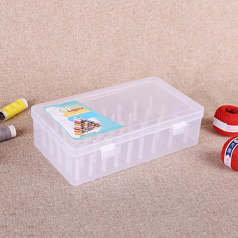 

42 Roll Transparent Sewing Thread Storage Box Portable Large Capacity Embroidery Spool Organizer Case for Home Craft Sewing Set 23.7x13.7x6.6cm прозорий