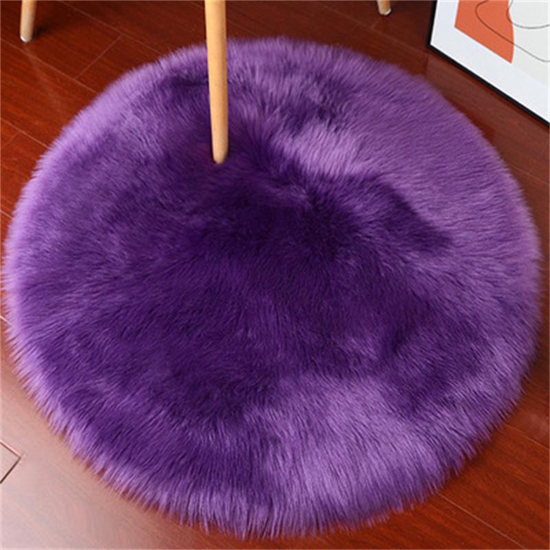 Round Fluffy Velvet Faux Wool Carpet for Bedroom, Sofa, or Chair