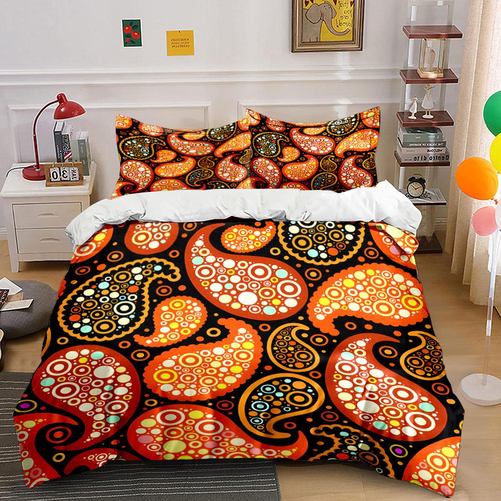 Retro Paisley Pattern Home Decor Soft Comfortable Duvet Cover Bedding Set Included 1*Duvet Cover & 2*Pillowcases, Gift