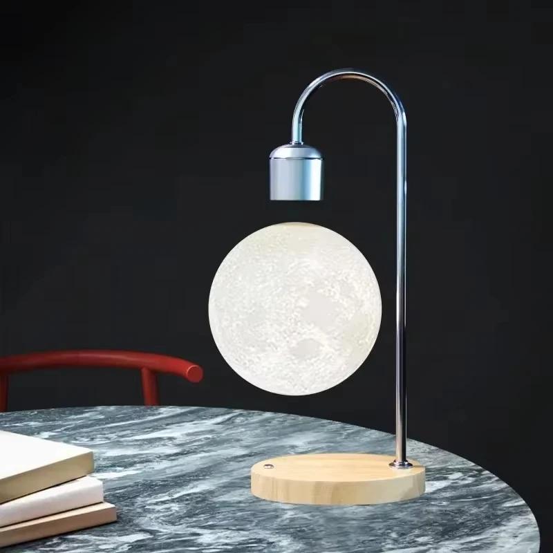 3D Printed Seamless Moon Lamp Creative Magnetic Levitation Home Decor LED Night Light Bedside Table Ornaments Indoor Lighting