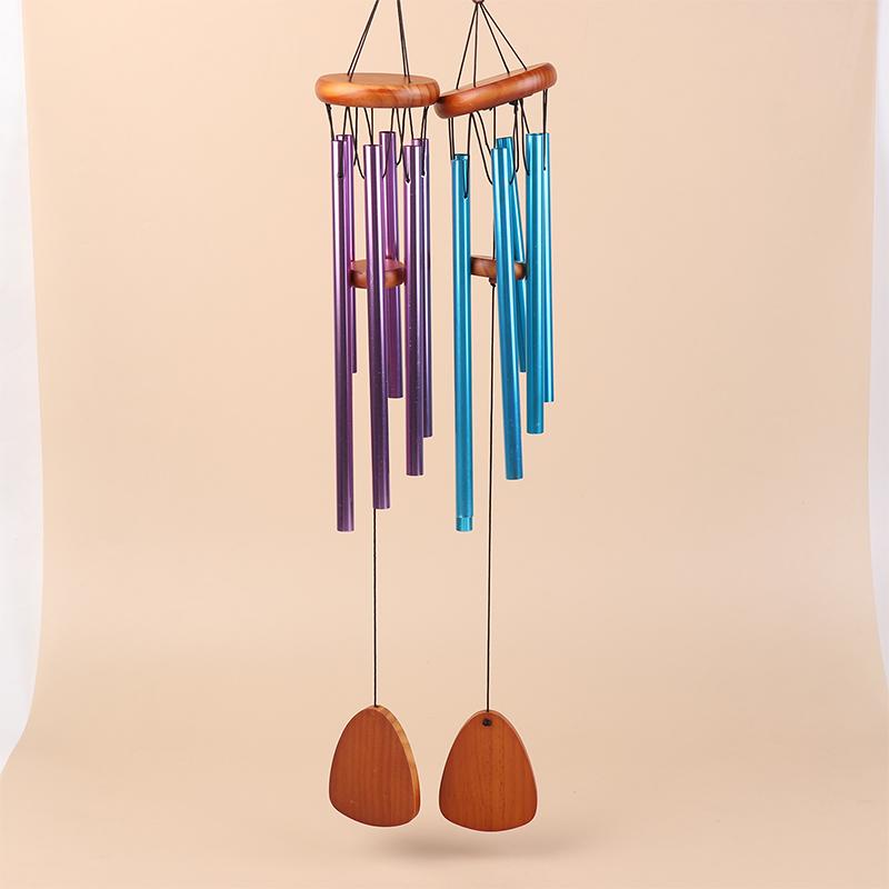 1 buc Clopoței de vânt din țevi de aluminiu cu 6 tuburi, clasici, cu cârlig și etichetă de agățat din lemn, Decorațiune pentru balcon, hol, Cadou de ziua de naștere