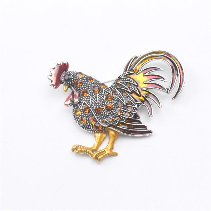 New Rooster Brooch Vintage Luxury Multi-colored Rhinestone Corsage Dress Pin Accessory Gift