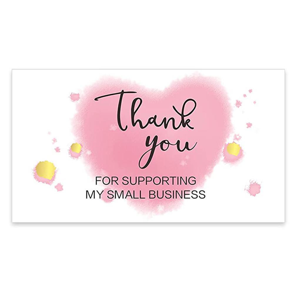 10-50pcs Pink Thank You for Supporting My Small Business Card Thanks Greeting Card Appreciation Cardstock for Sellers Gift 5*9cm