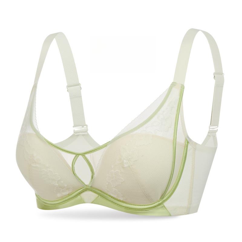 French Lace Bra Women's Mesh Bra Summer Soft Steel Ring Gathering Thin Push Up Bra