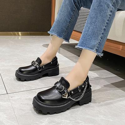 Zapatos Lolita de Cadena Primavera Otoño Hebilla Zapatos Mary Janes Charol Planos Bajos Mujer Zapatos de Plataforma Niñas