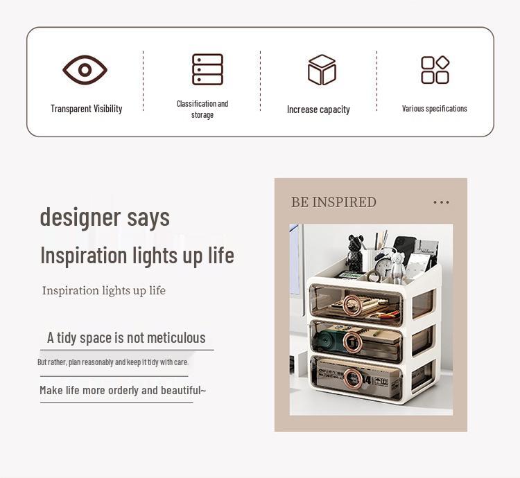 Elegant Vanity Table & Makeup Storage Box with Transparent Drawers
