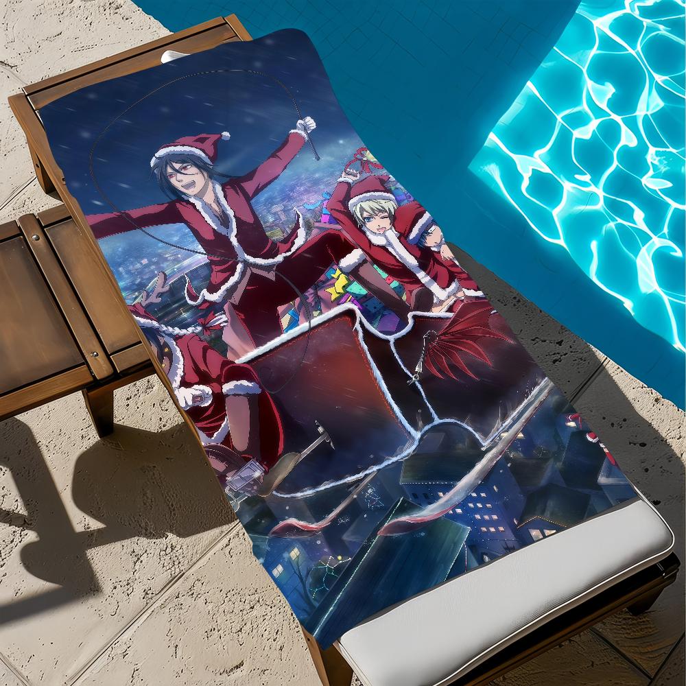 B-black Animation B-butler-r Towel Large Quick-Drying Microfiber Soft Beach Towel for Travel Fitness Sauna Bathing Camping