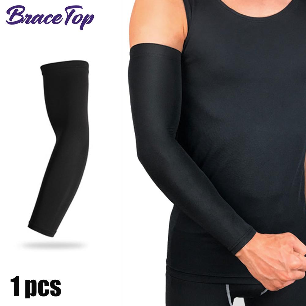 

1 Pcs Breathable Quick Dry Uv Protection Running Arm Sleeves Basketball Elbow Pad Fitness Armguards Sports Cycling Arm Warmers M