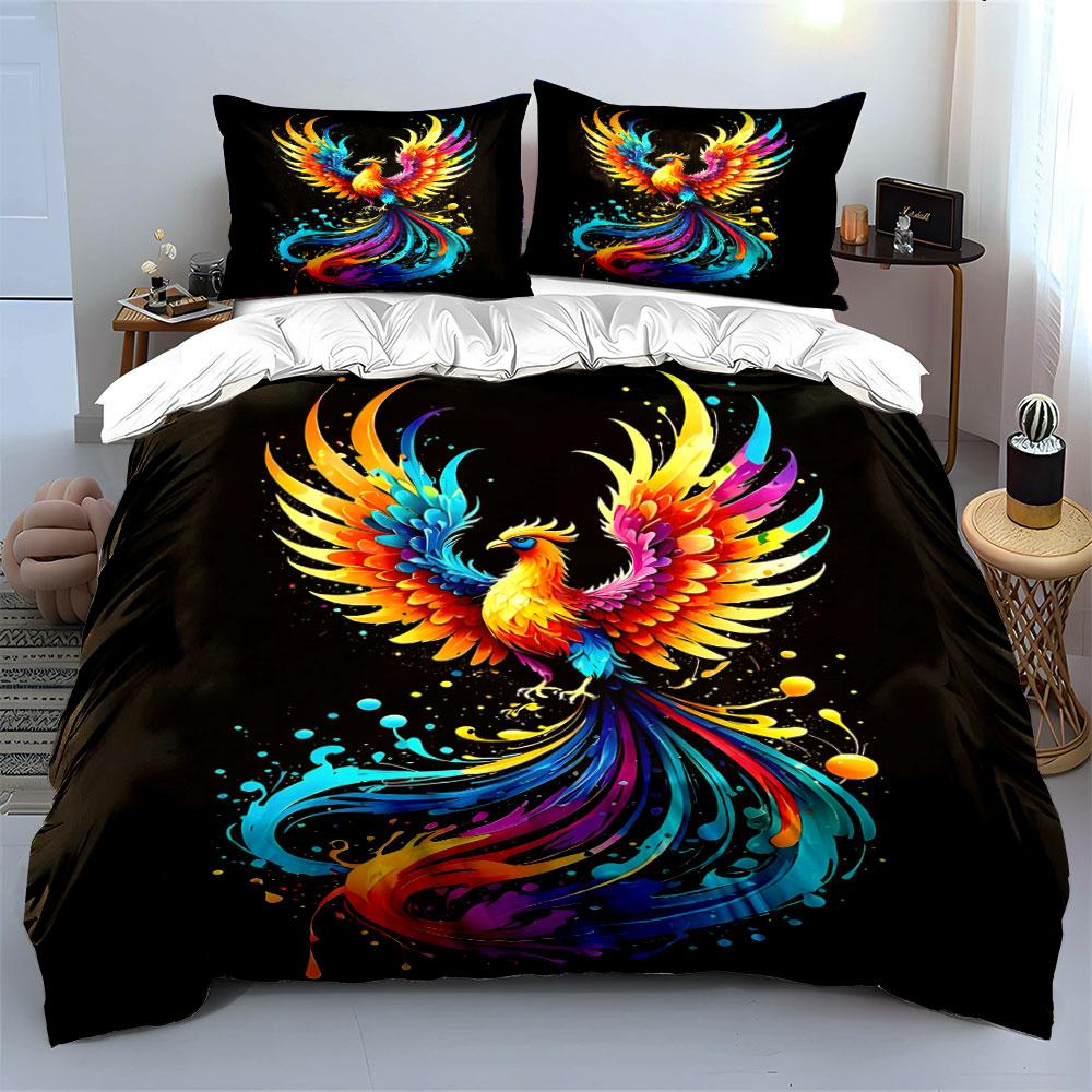 Multicolor phoenix with splashes. Bedding sets Duvet cover sets Duvet covers Pillowcases(1 * Duvet Cover 2 * Pillowcases without duvet insert)