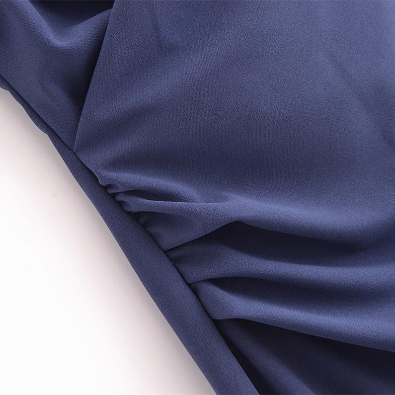 Spring 2025 Women's Pleated Midi Dress - Slim Fit with Waist-Gathering Design