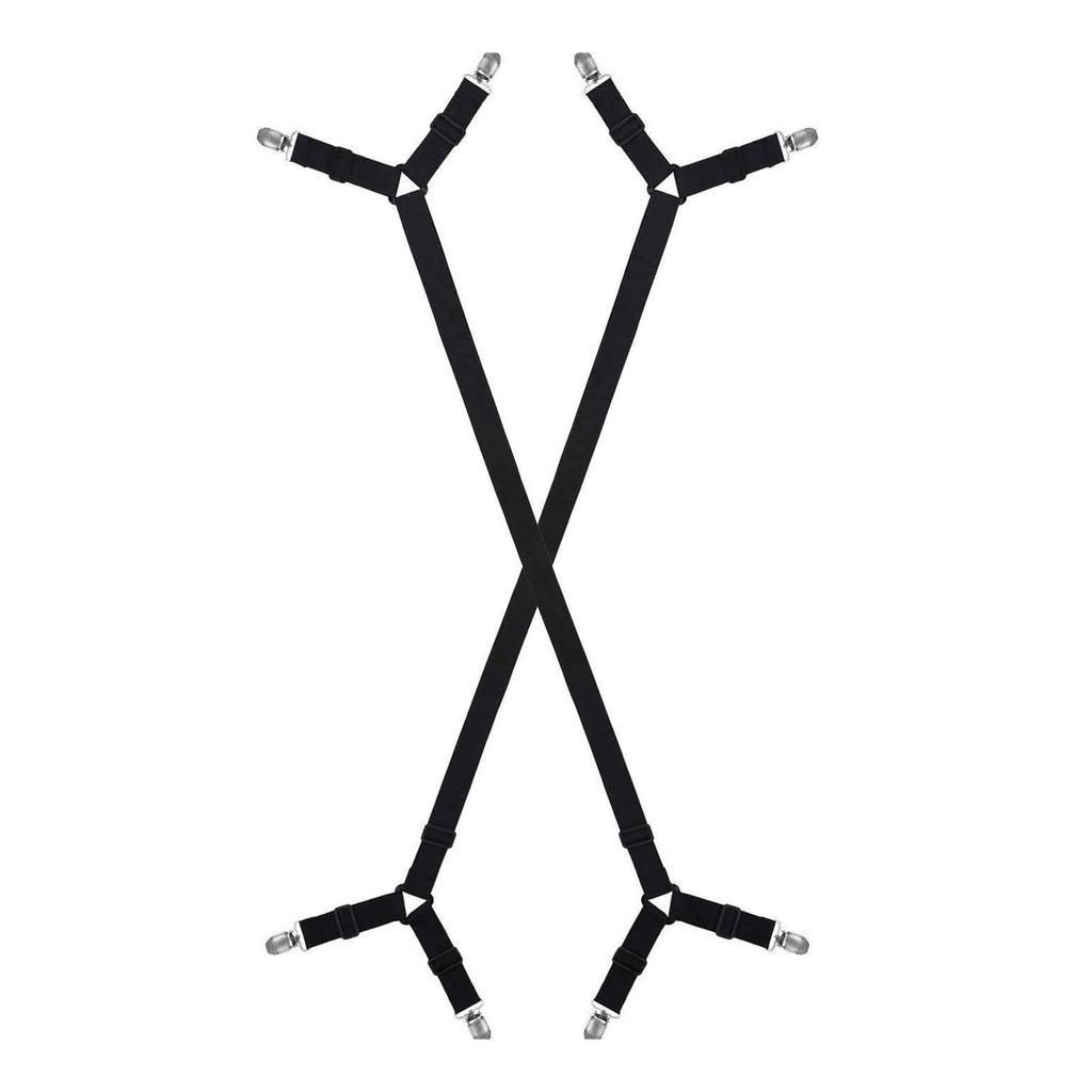 Set of 2 Strong Polyester Bed Sheet Tensioners with Metal Clips Secure Fit Sheets Nonslip Design Bed Sheet Holder Strap