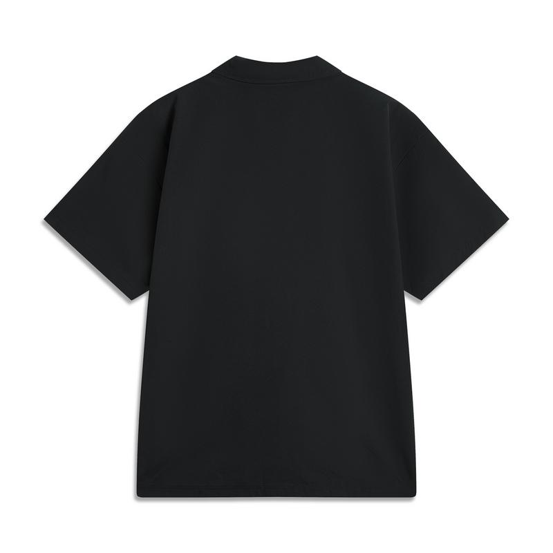 Li Ning CF Outdoor Casual Versatile Quick-Dry Cool Short Sleeve Shirt Men shirts Black ASHV055-1