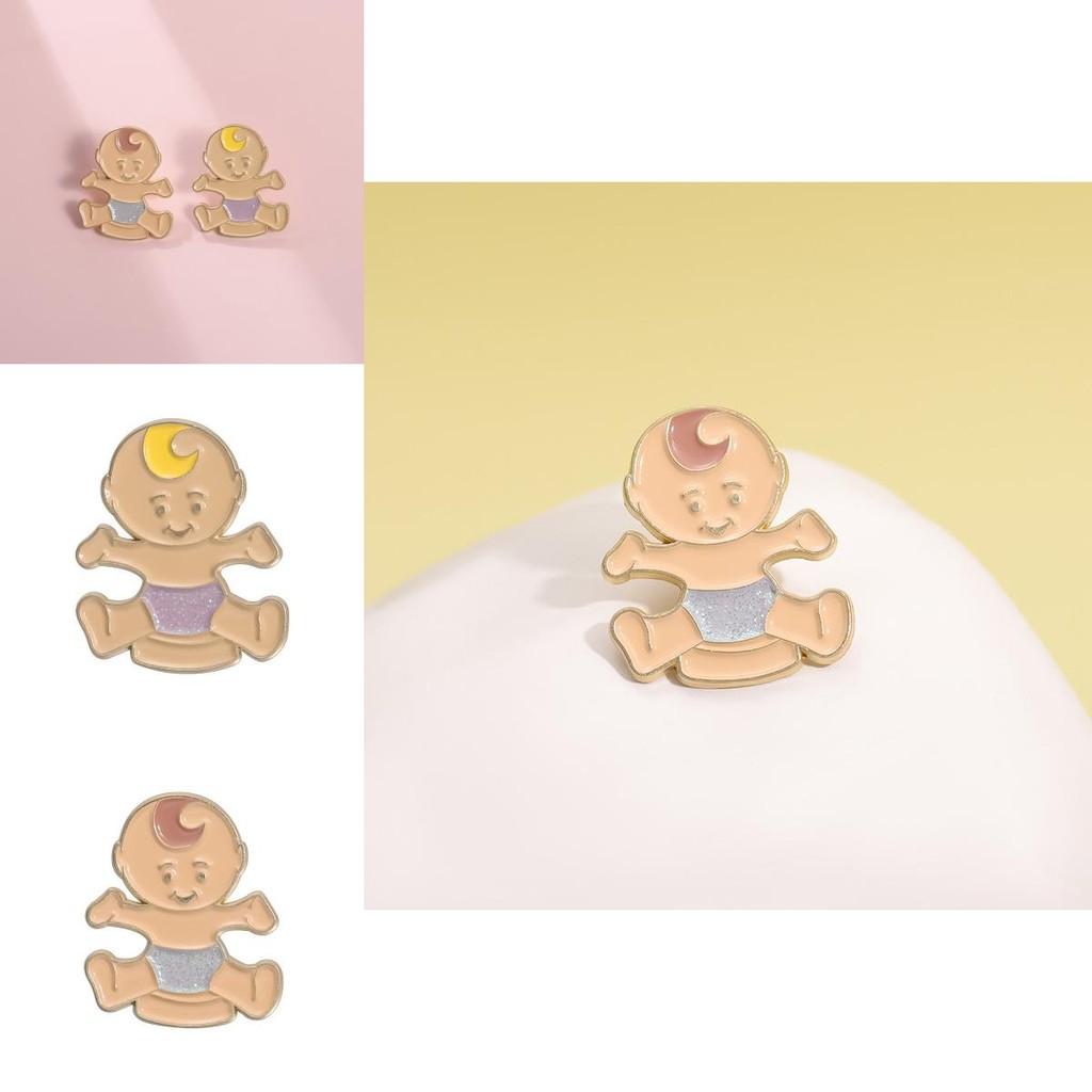 Adorable Cartoon Creative Twin Baby Style Badge Fun Cute Kids Brooch Metal Accessory Gift