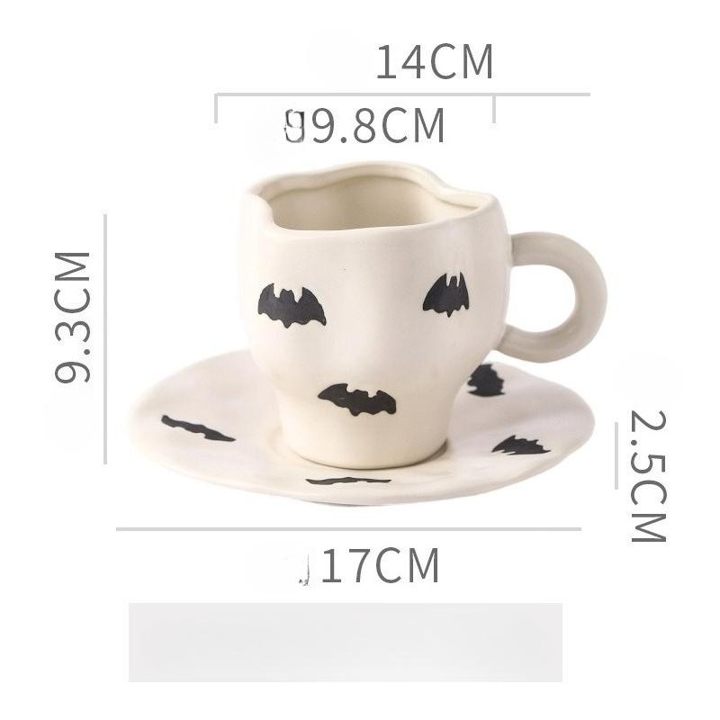 Creative Halloween Ceramic Mug Disc Set Household Kitchen Coffee Cup Plates Pumpkin Bat Milk Oat Breakfast Cup Set Festival Gift