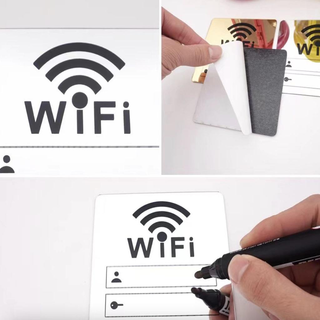 WiFi Sign Sticker Mirror Surface Account Password Acrylic WiFi Sign 3D Mirror Wall Sticker for Public Places House Shops Home