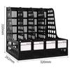 SIMAA Four-Section Hollow Desktop File Organizer with Labels, Office File Rack/file Holder/document Basket/document Storage Box, Classic Black, 6899