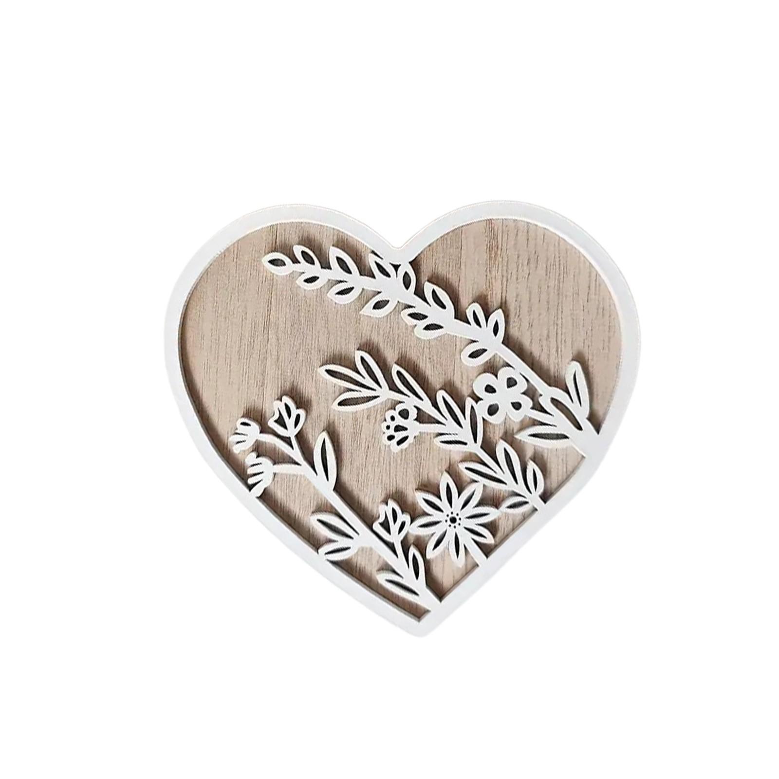 

Резные деревянные украшения в форме сердца, украшение для дома, трехмерная полая подвеска, украшение для рабочего стола S белый