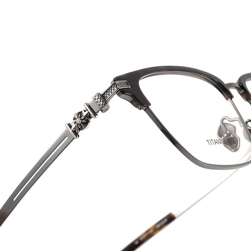 Men's Retro Titanium Ultra-light Eyebrow Bar Half-Frame Glasses for Myopia