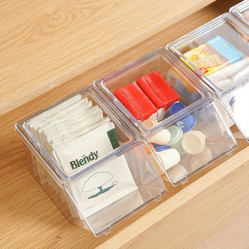 2/4pcs Transparent Plastic Coffee Capsule Holder with Lid Tea Bags Organizer Stackable Food Storage Box for Cabinet Dining Room