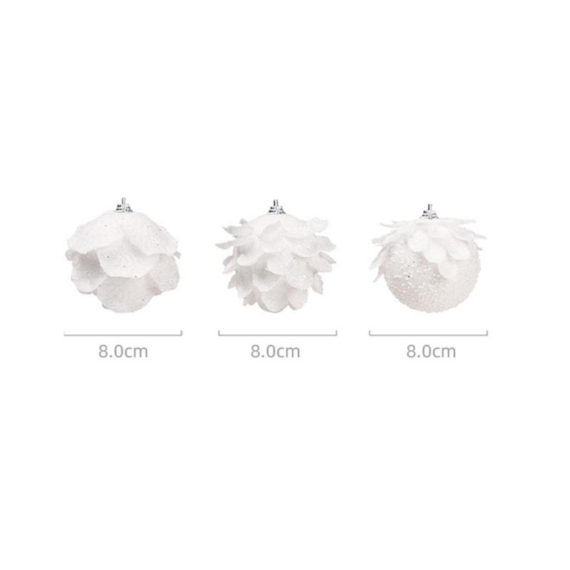 3pcs/pack 10cm White Petal Shape Glitter Foam Snowball Christmas  Ball Hanging Pendant Decoration