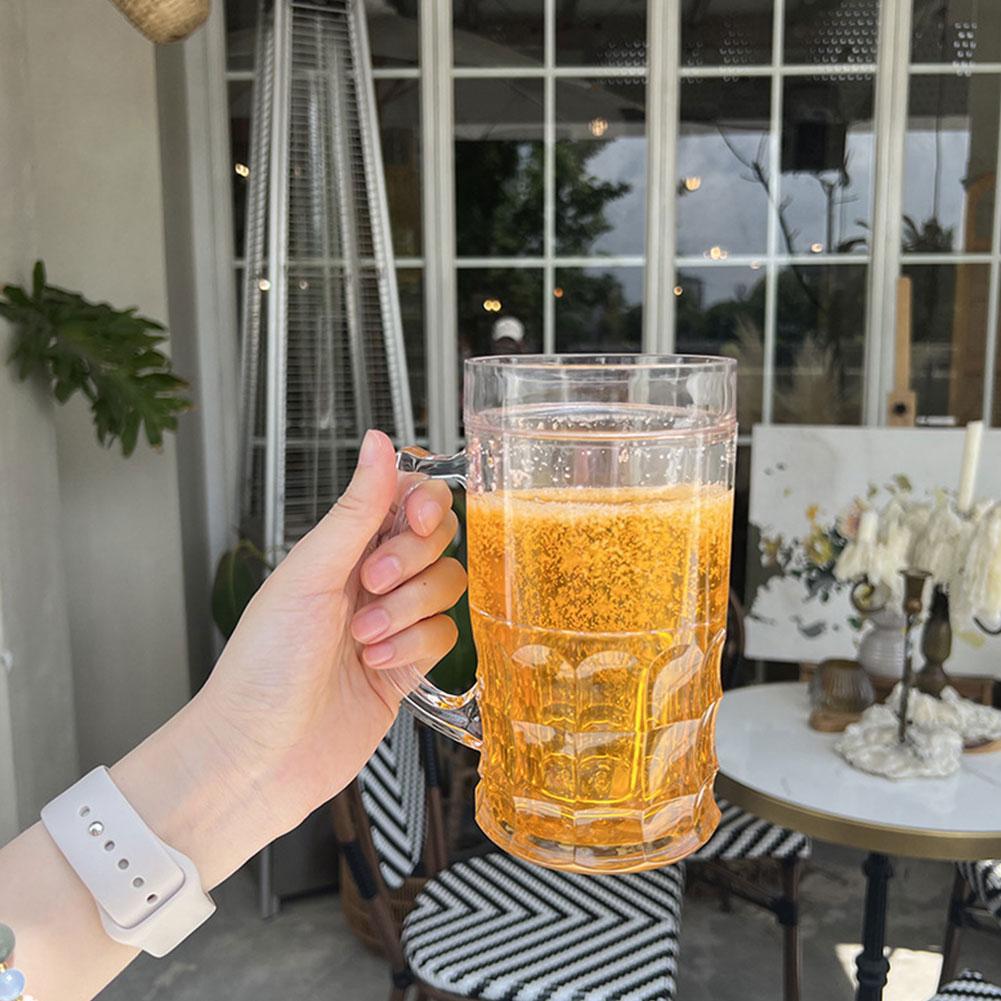 400ml Creative Cool Double Beer Glass Mezzanine Summer Fake Thickened Cup With Handgrip Transparent Beer Mugs Trick Props