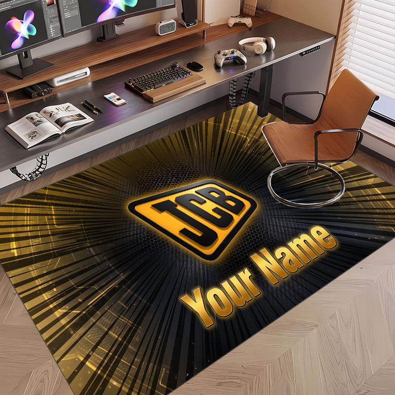 Tappeto Personalizzato Stampa Motivo JCB Nome Testo Morbido Antiscivolo Tappeto per Pavimento per Decorazione Interna della Casa