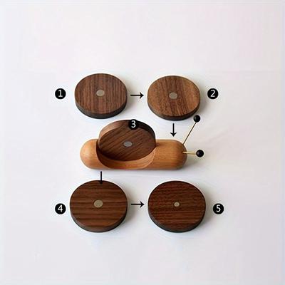 Cute Snail Shape Drink Coaster Set Walnut Wooden Heat Resistant Tea Cup Mat Magnetic Anti Slip Tea Tray Countertop