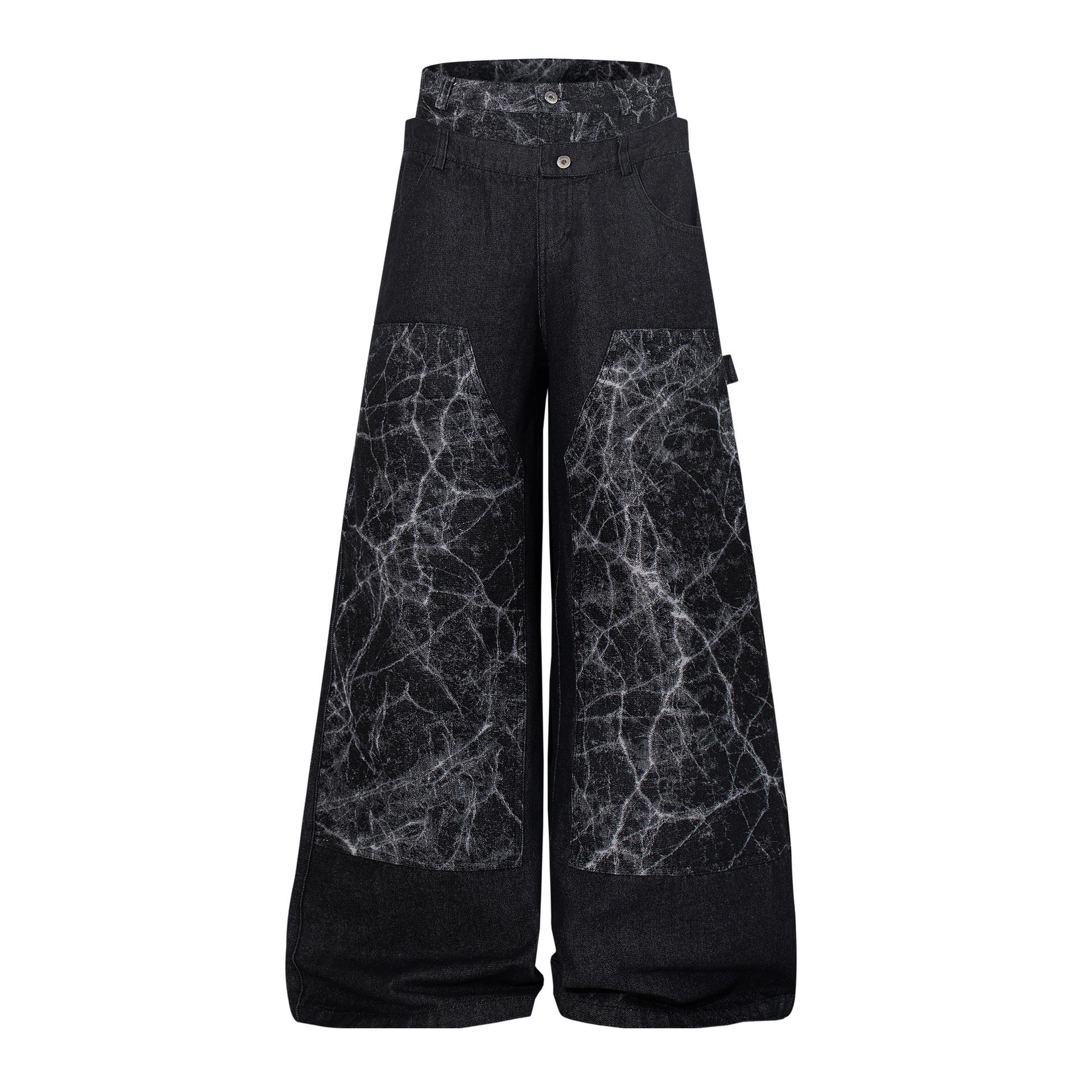 New American high street RO wind heavy washing tooling wide leg jeans loose logging pants M