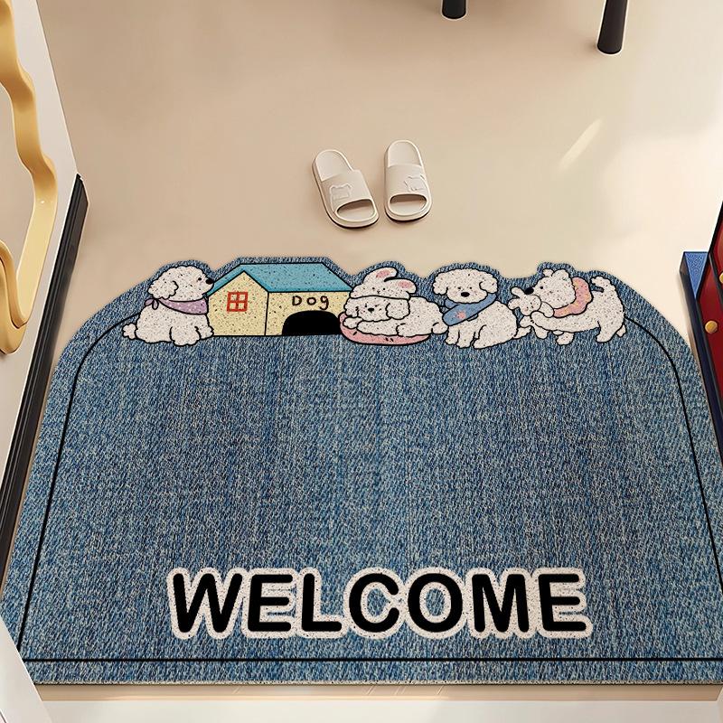 

Мультяшный придверный коврик Mengqu, коврик из шелкового кольца можно обрезать при входе, бытовой нескользящий и простой в уходе коврик для пола 40 * 60Cm (silk circle)