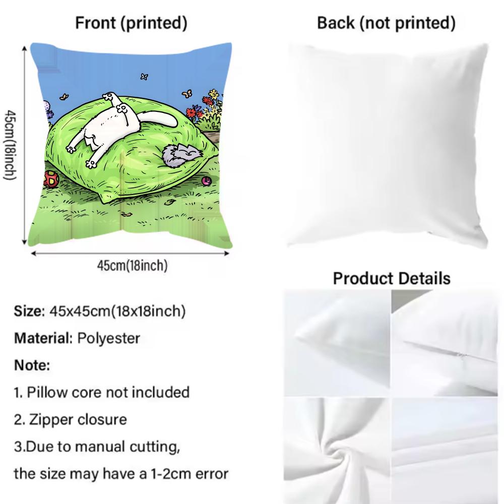 Kawaii S-Simons Cat B Cartoon Anime Cushion Cover Pattern Printed Pillowcase For Living Room Sofa Cushion Cover & Bedroom Decor