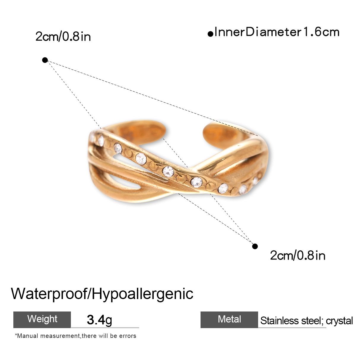 

Stainless Steel Diamond Triple-Layer Open Ring - Retro Fashion Index Finger Jewelry for Women