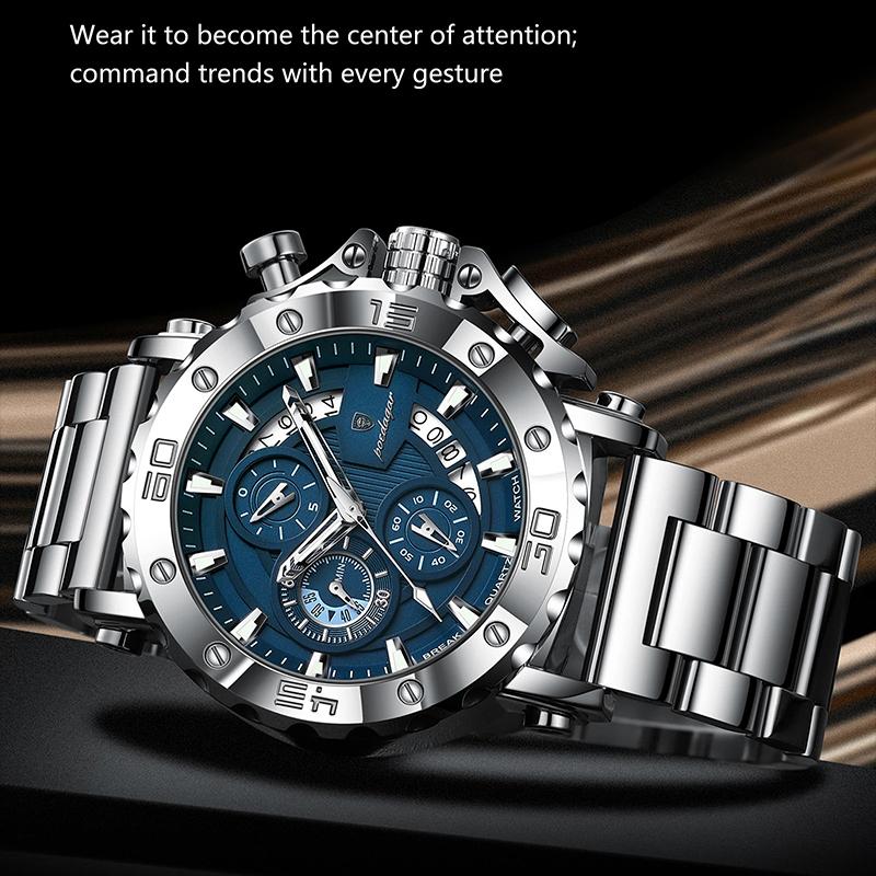 Stainless Steel Watch for Men with Large Dial Quartz Men Watches Fashionable Luxury Business Watches for Men Watches