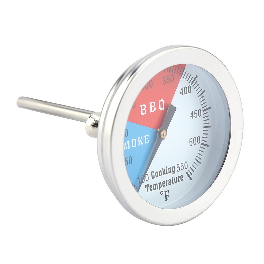 Stainless Steel BBQ Thermometer 100-550 Fahrenheit  Round Hood Temperature for Barbecue Oven Grill